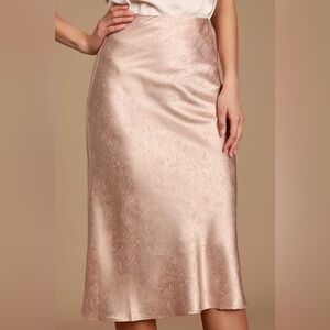 Lulu’s Flirty Forever Blush Pink Satin Midi Slip Skirt Womens M